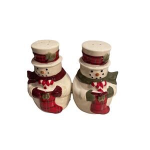 Grasslands Road DecK The Halls Snowmen Salt and Pepper Shakers Magnetic 4.5”